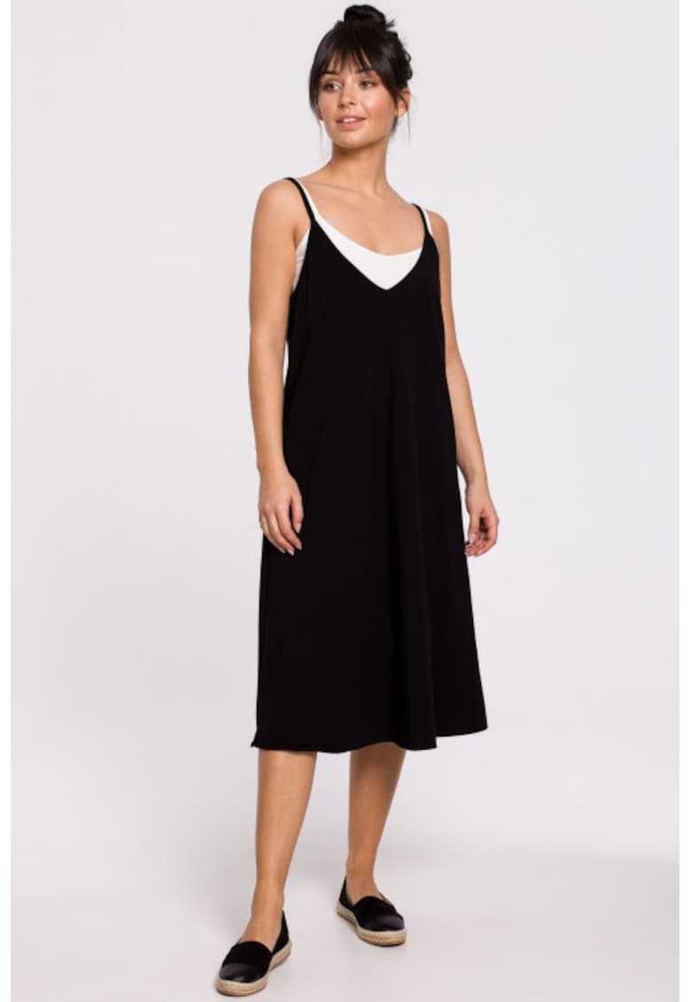 Rochie in straturi cu bretele - - Negru