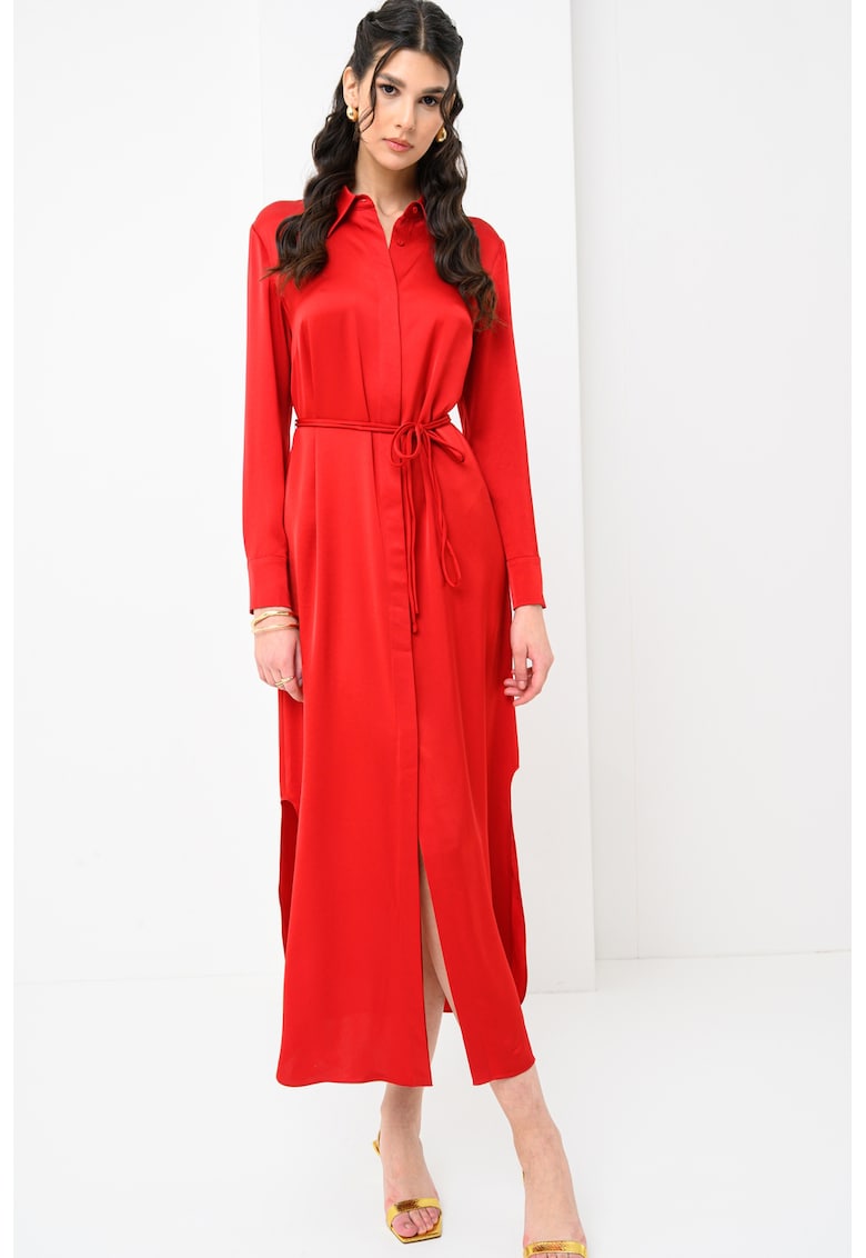 Rochie lunga cu croiala dreapta - Rosu