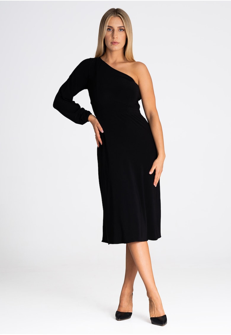 Rochie maneca lunga - poliester - negru