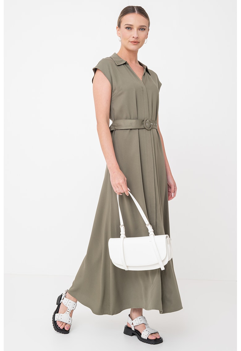 Rochie maxi evazata - Verde masliniu