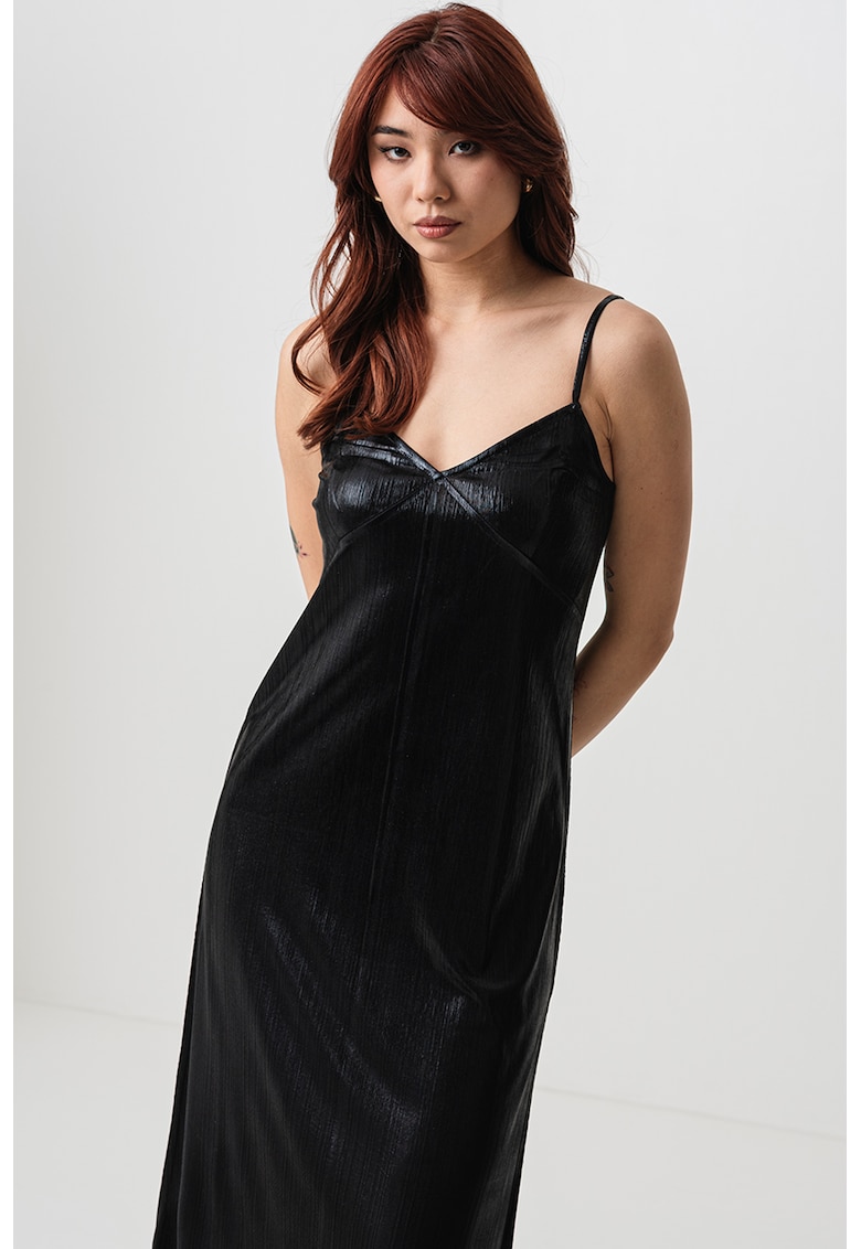 Rochie midi cu apsect satinat Brighton - Negru