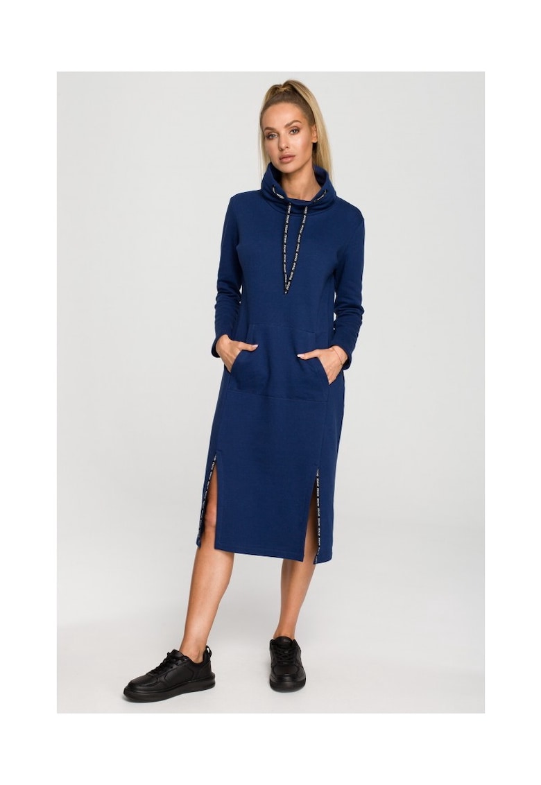 Rochie midi cu dungi logo - Roz - Bumbac - Bleumarin