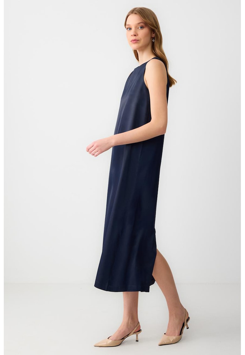 Rochie midi cu slit pe spate - Bleumarin
