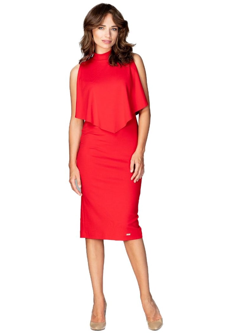 Rochie midi dama  Kahervydd K480 rosie - Rosu stins