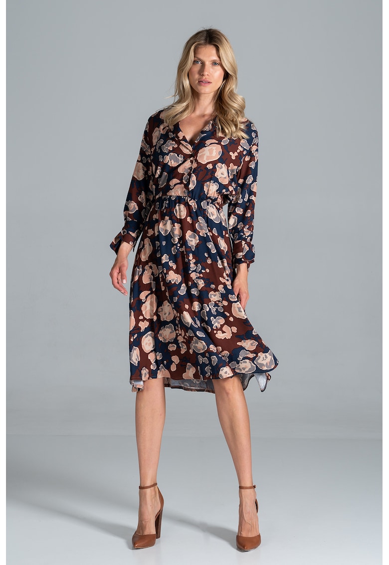 Rochie midi  model cu imprimeu - bumbac/poliester
