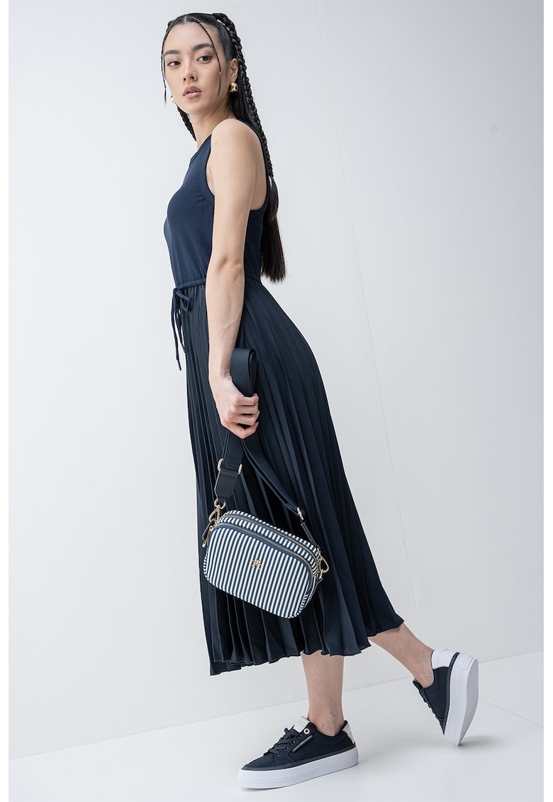 Rochie midi plisata - Albastru ultramarin/Bleumarin