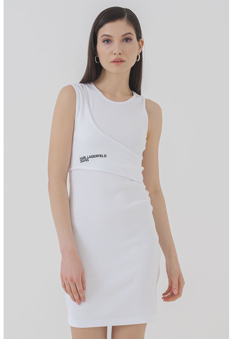 Rochie mini cambrata cu logo - Alb