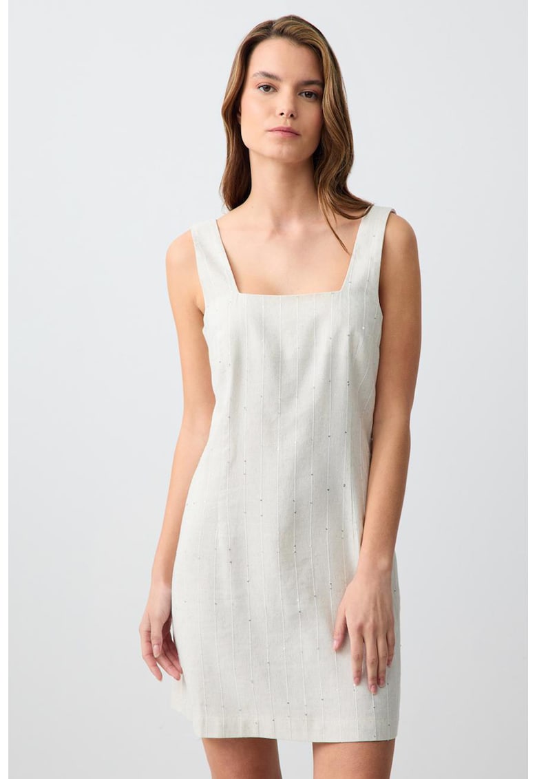 Rochie mini cu decolteu patrat - Gri deschis