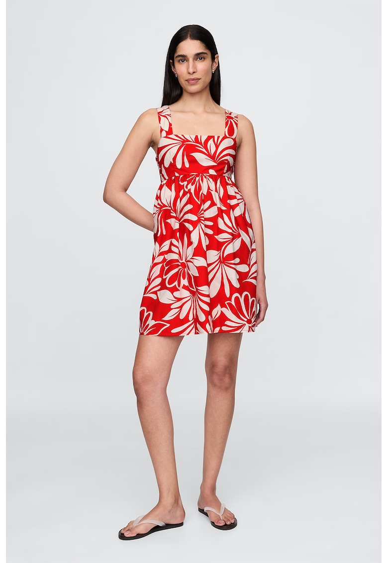 Rochie mini cu imprimeu floral - Rosu/Alb murdar