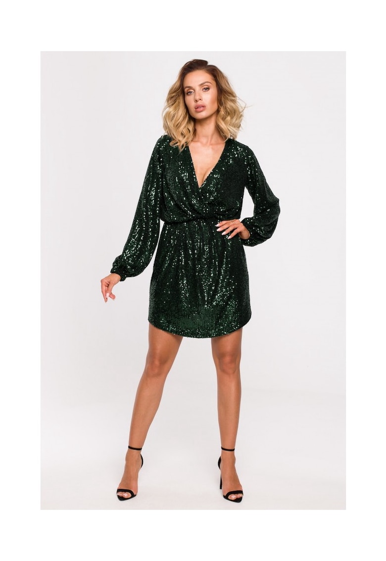 Rochie mini cu paiete - Verde