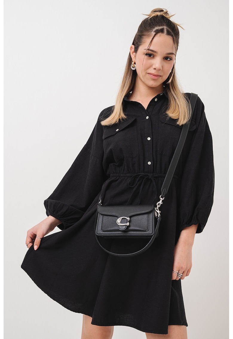 Rochie mini evazata cu talie ajustabila - Negru