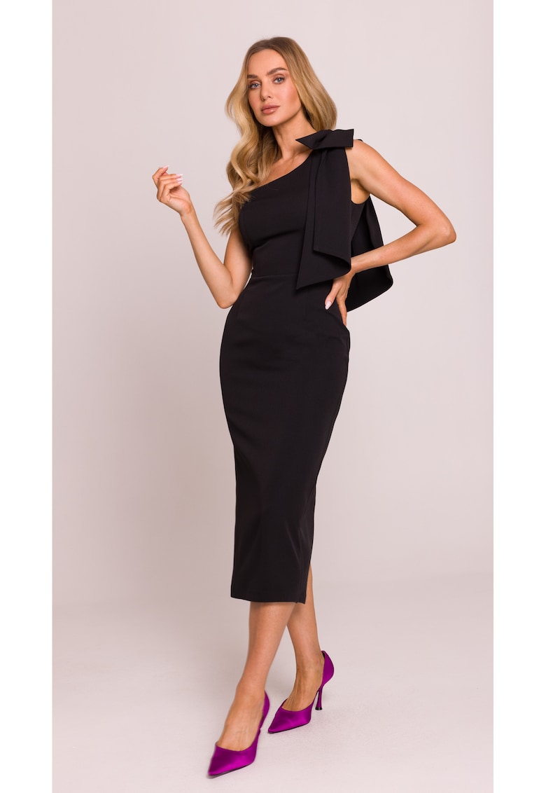Rochie pe un umar cu funda decorativa -