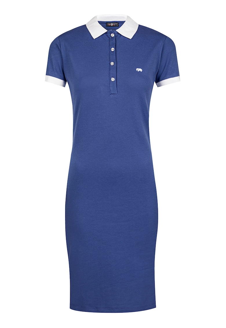 Rochie polo din amestec de bumbac - Albastru inchis/Alb optic