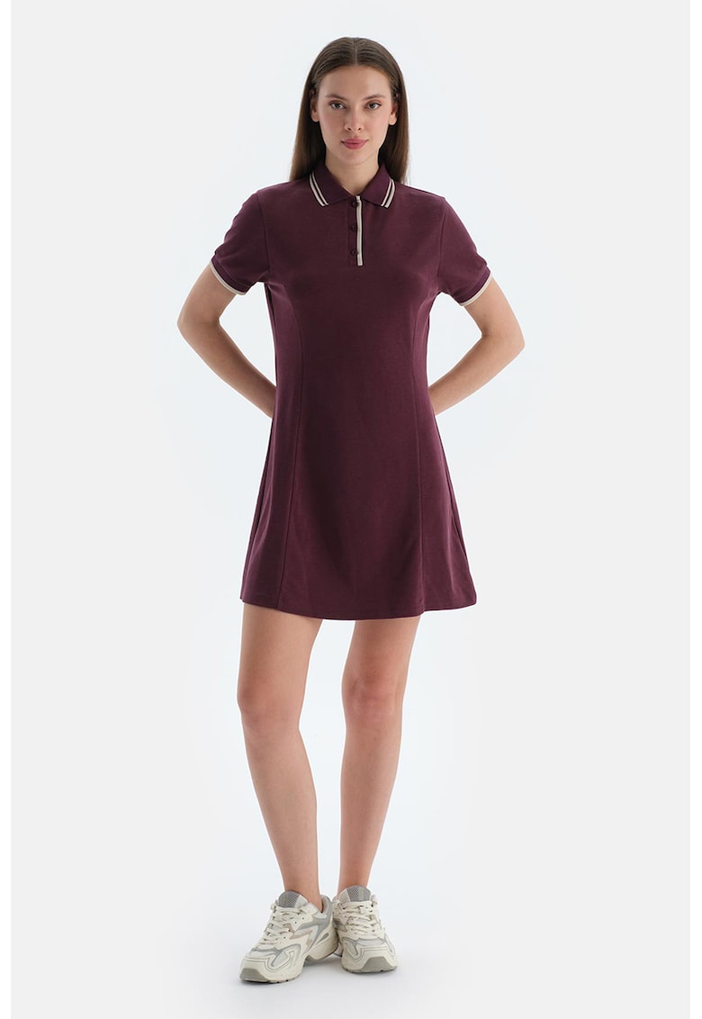 Rochie polo din amestec de lyocell - Violet tyrian/Crem
