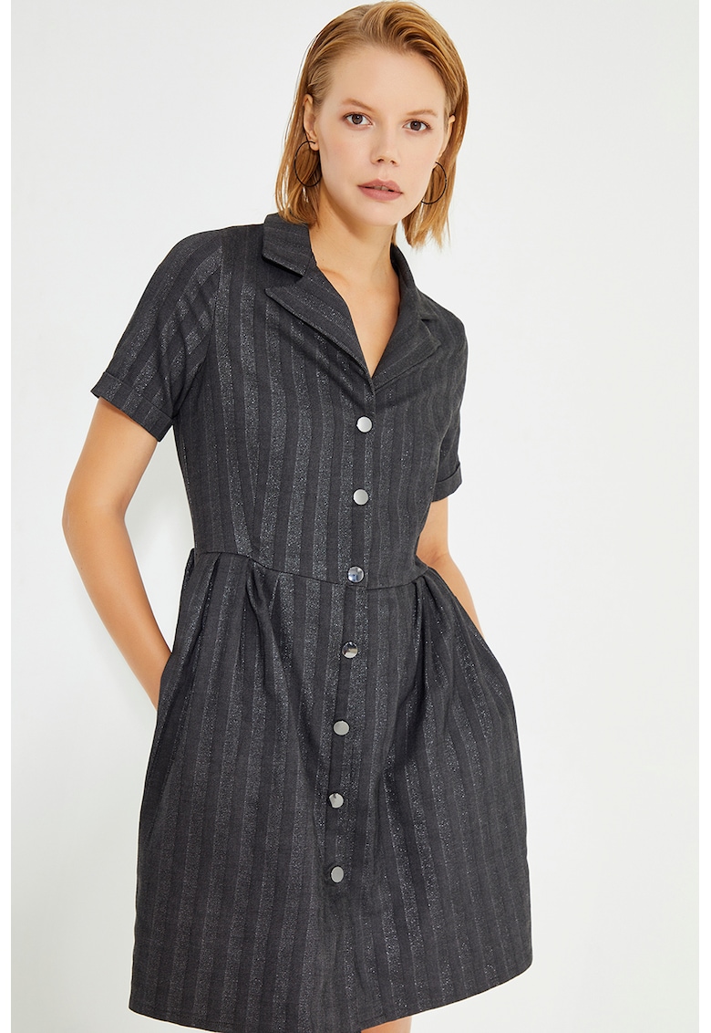 Rochie scurta cu croiala in A - Gri inchis