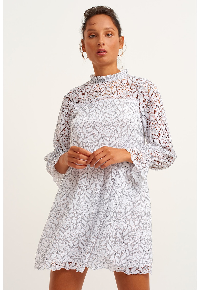Rochie scurta cu model din dantela - Alb