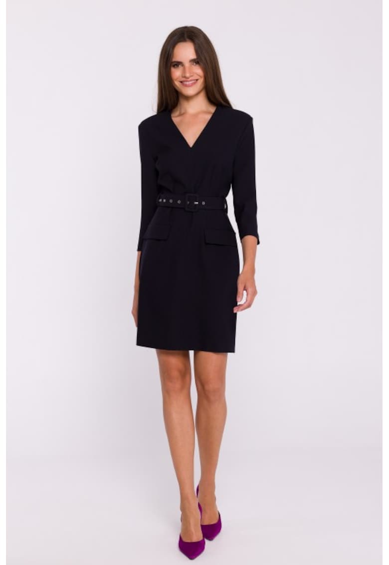 Rochie simpla cu curea in talie - Negru