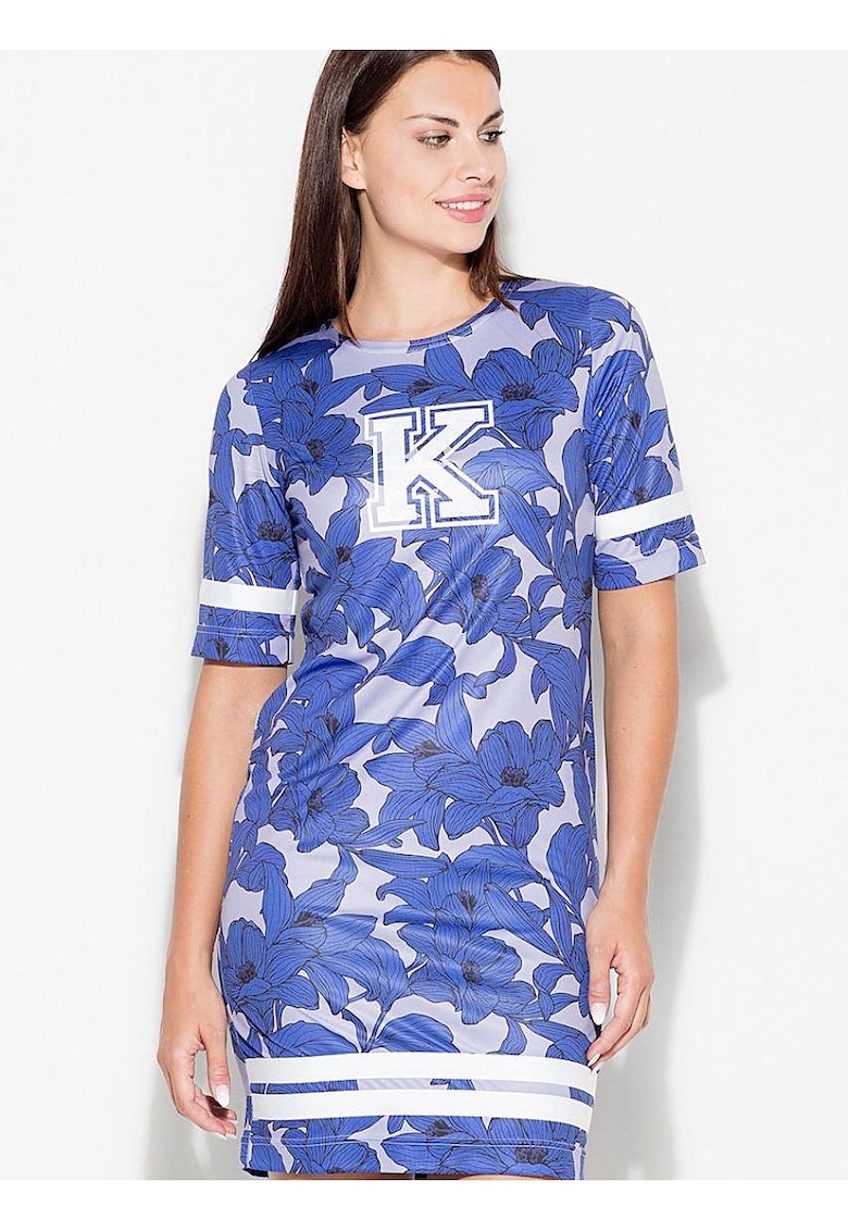 Rochie sportiva decolteu minimal - albastra - poliester 100% -