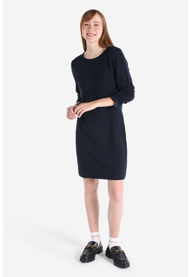 Rochie texturata din amestec de bumbac - Albastru ultramarin