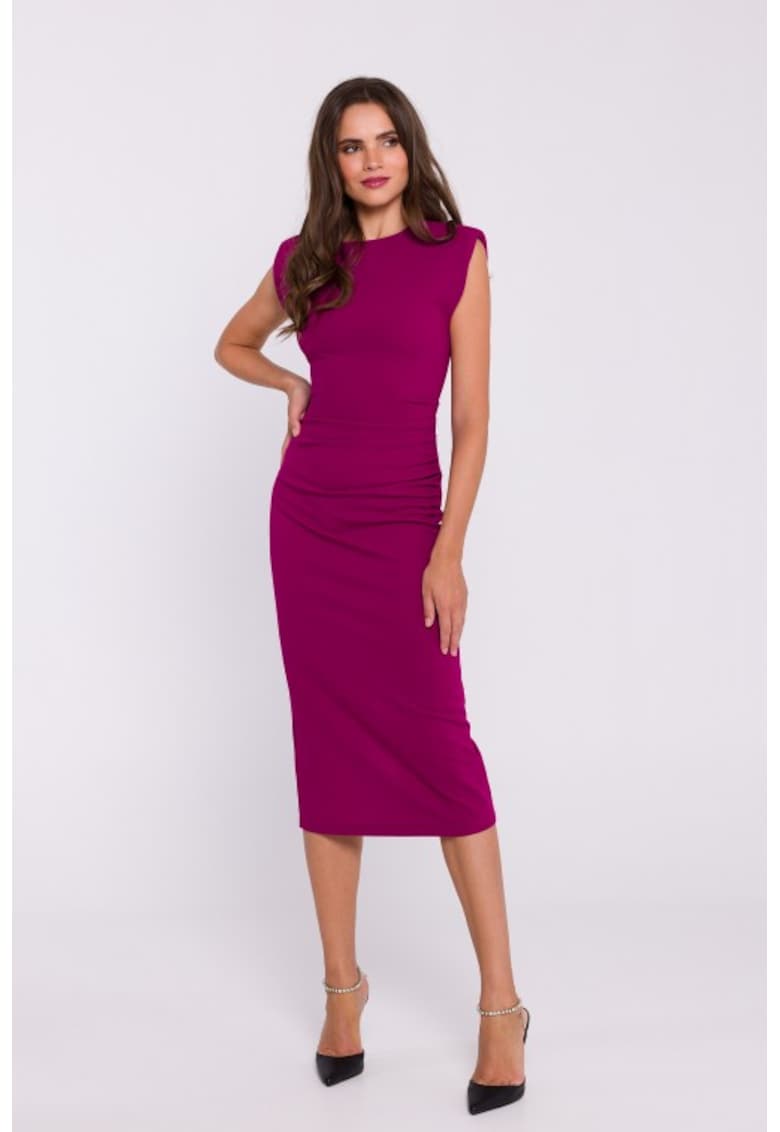 Rochie tip creion fara maneci - Violet pruna