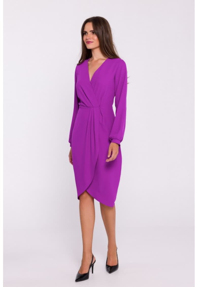 Rochie tip furou cu pliuri pe fata - Albastru lavanda
