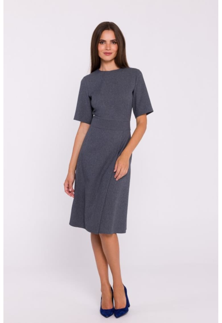 Rochie trapez cu pliuri - Gri