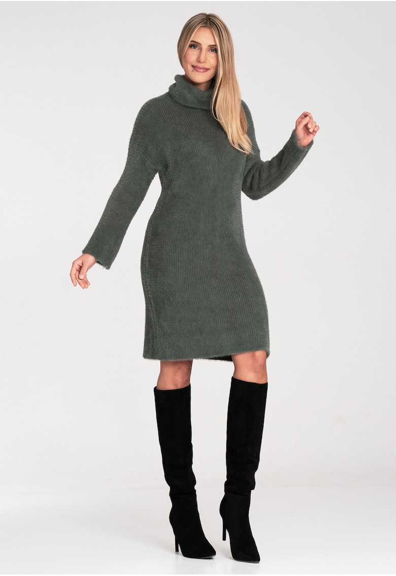 Rochie tricotata - nylon - verde -