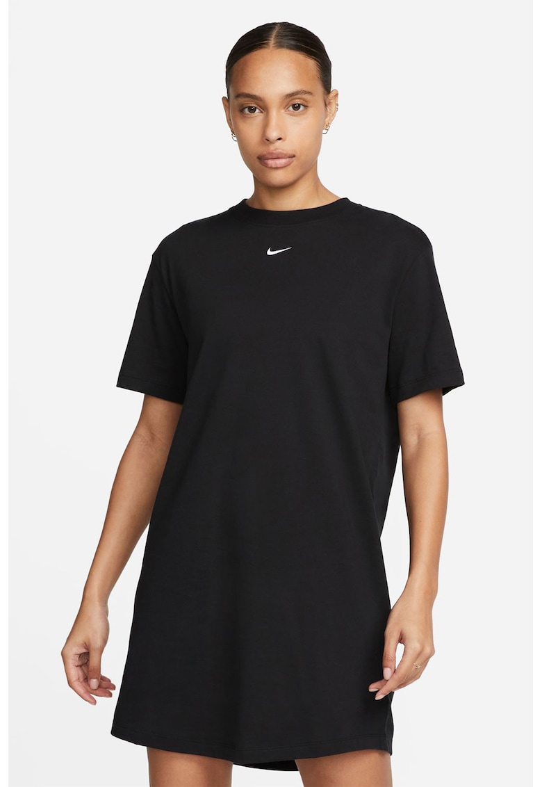 Rochie-tricou cu decolteu la baza gatului Sportswear Essentials - Negru