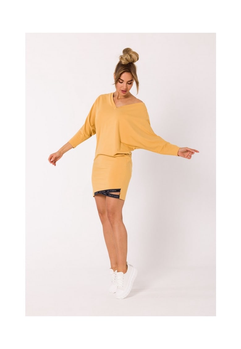 Rochie tunica cu dungi in partea de jos - miere -
