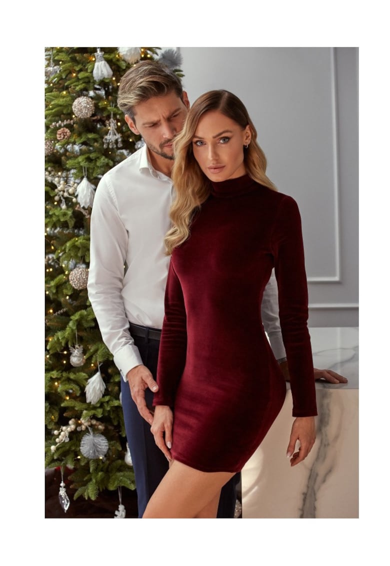 Rochie Bumbac / Poliester - Visiniu