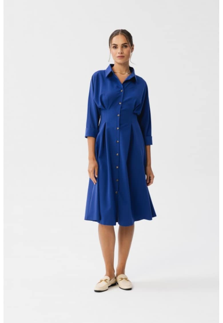 Rochie Emery cu pliuri in talie - - Albastru