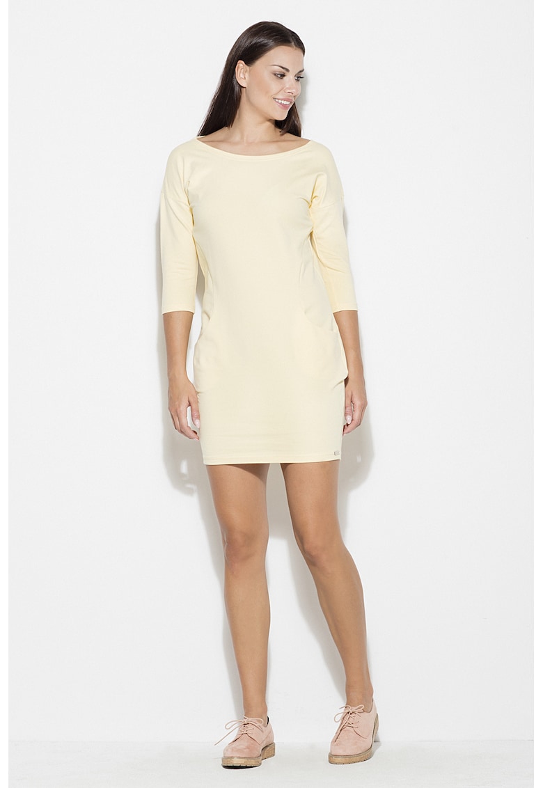 Rochie K181 - galben - bumbac -