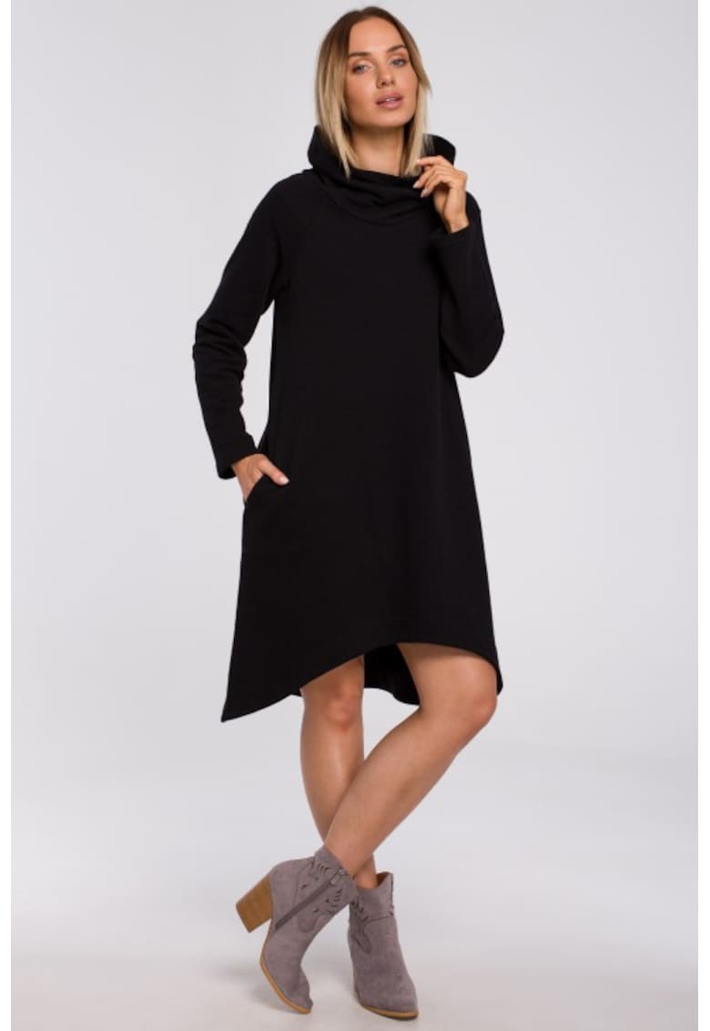 Rochie asimetrica cu guler inalt -