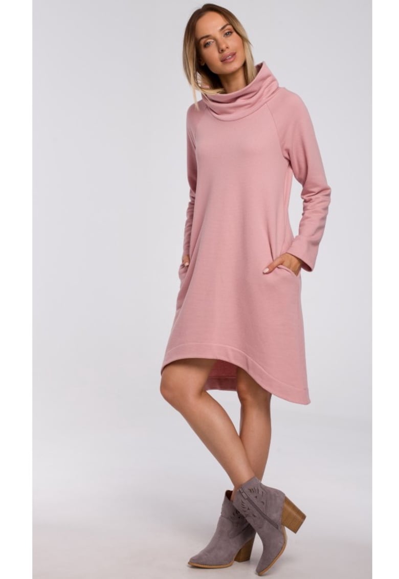 Rochie asimetrica cu guler inalt -