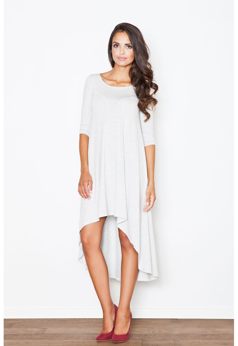 Rochie asimetrica - cu maneci lungi - din viscoza
