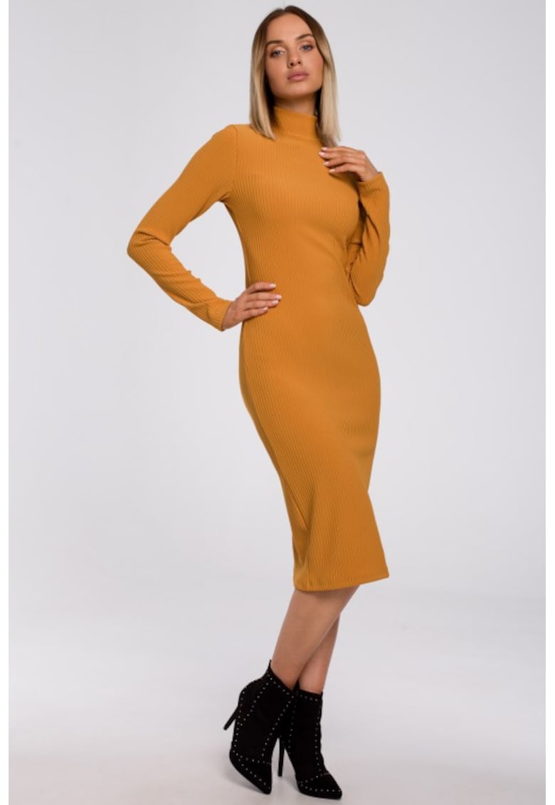 Rochie bodycon cu guler scurt - - Portocaliu