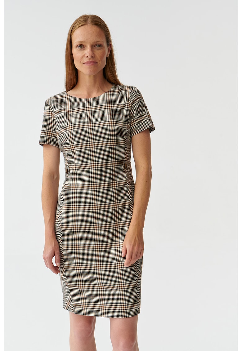 Rochie bodycon in carouri - Negru/Maro/Bej