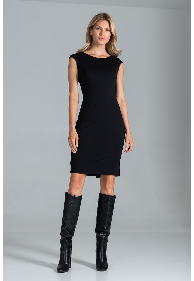 Rochie creion M834 - neagra - fara maneci - viscoza