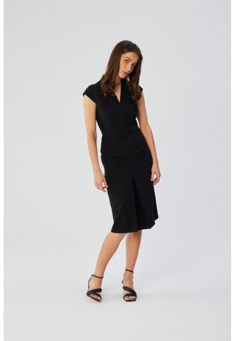 Rochie creion cu decolteu in V - - Negru