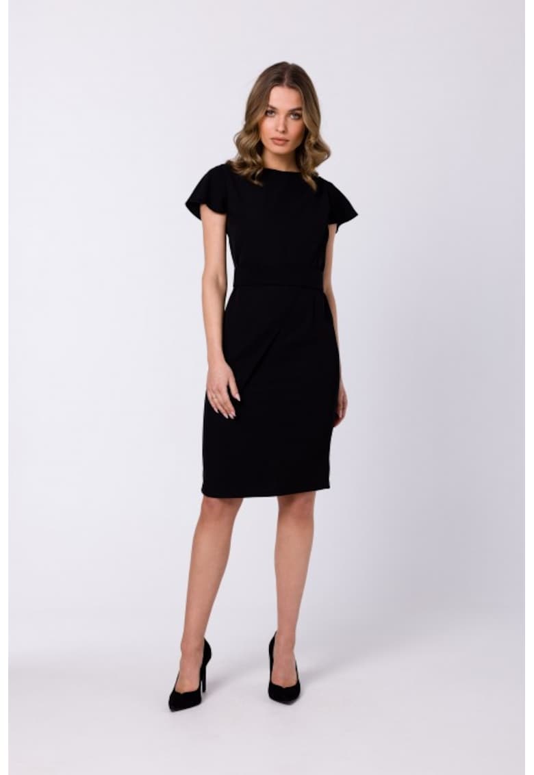 Rochie creion cu maneci scurte - - Negru