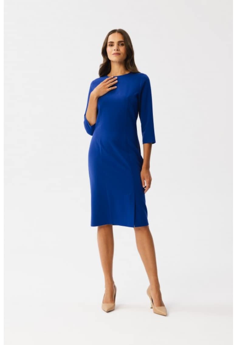 Rochie creion cu taietura - - Albastru