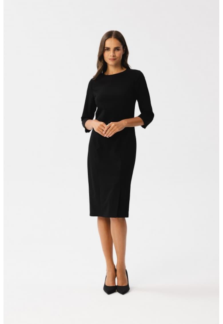 Rochie creion cu taietura - - Negru