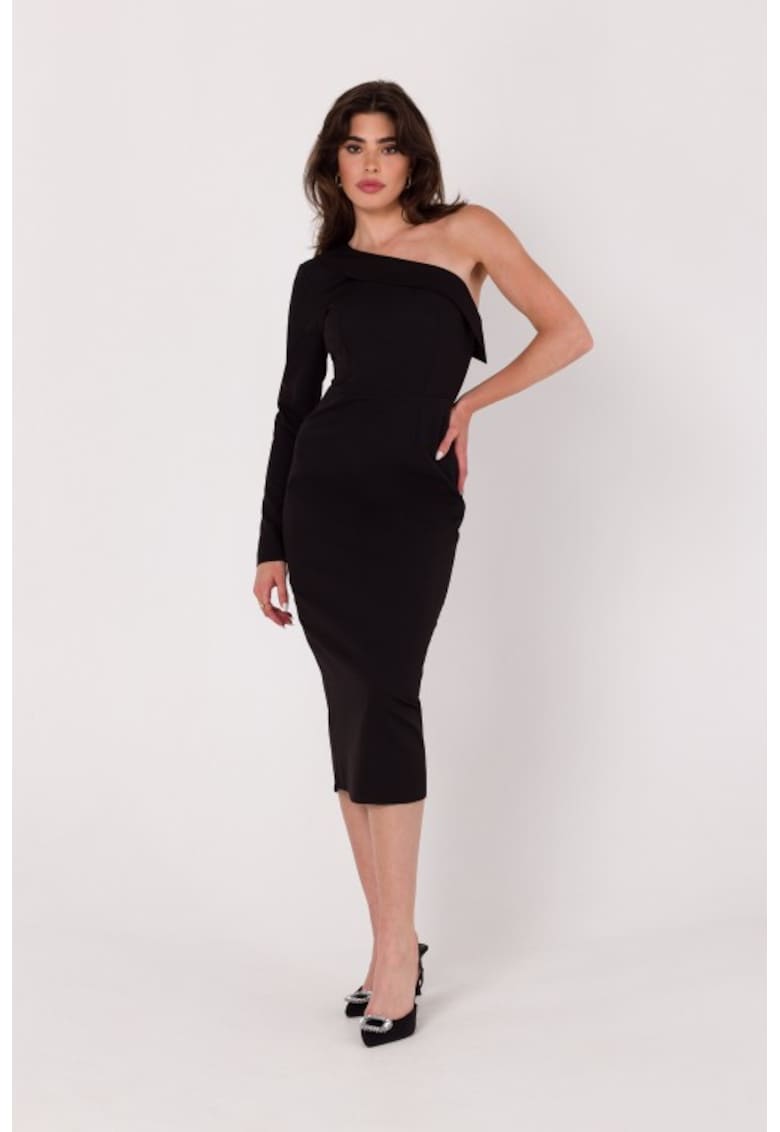 Rochie creion cu un umar - - Negru