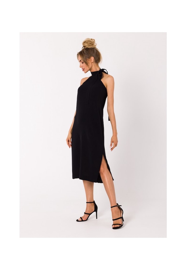 Rochie cu cravata la gat1 - Negru