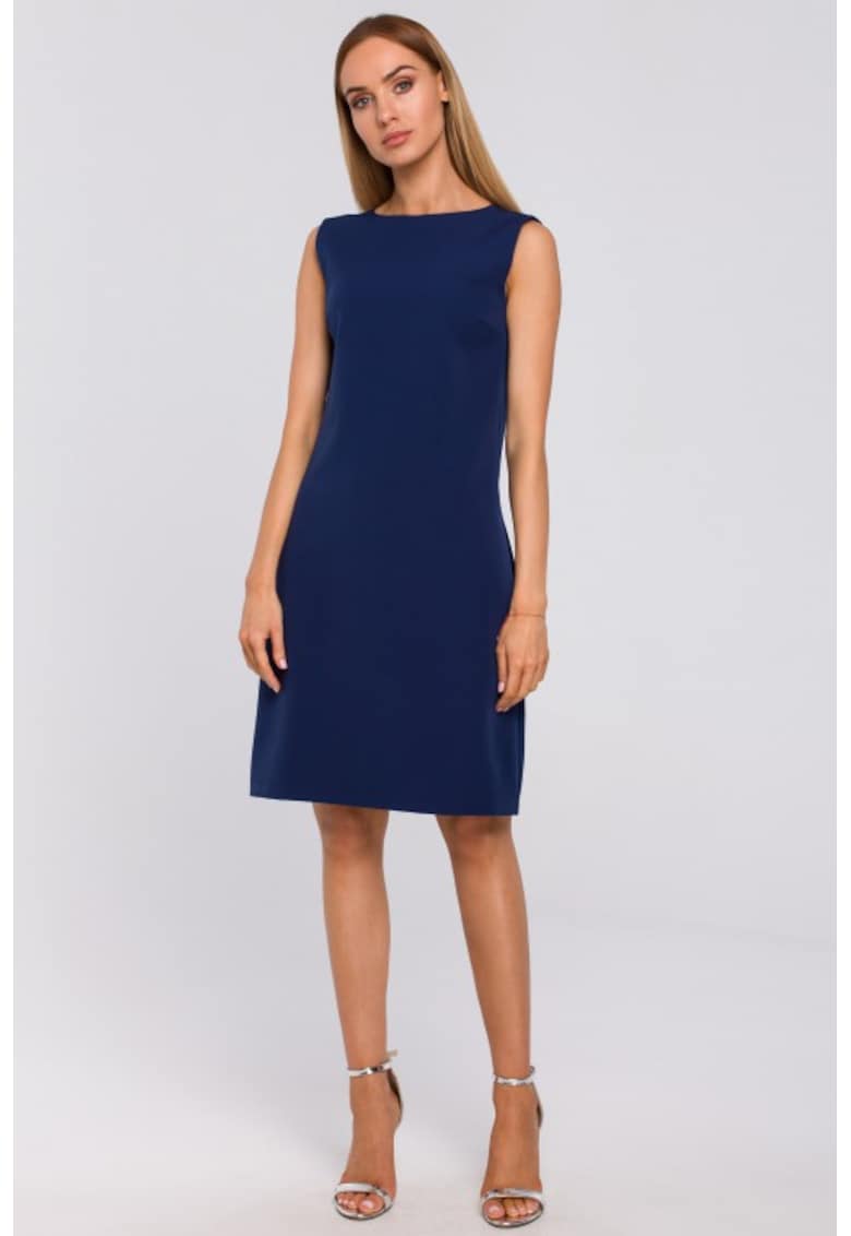 Rochie cu decolteu adanc in V - pe spate - - Albastru marin