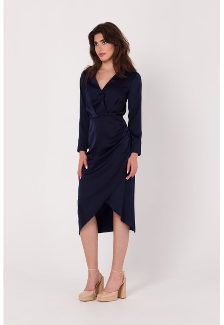 Rochie cu decolteu cache-coeur - - Albastru