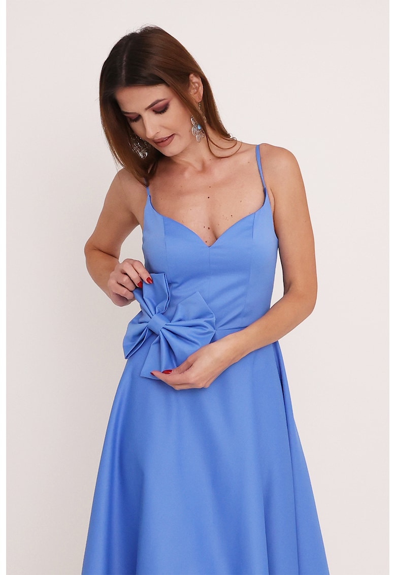 Rochie cu detaliu funda - fara maneci Lyra - Albastru azur