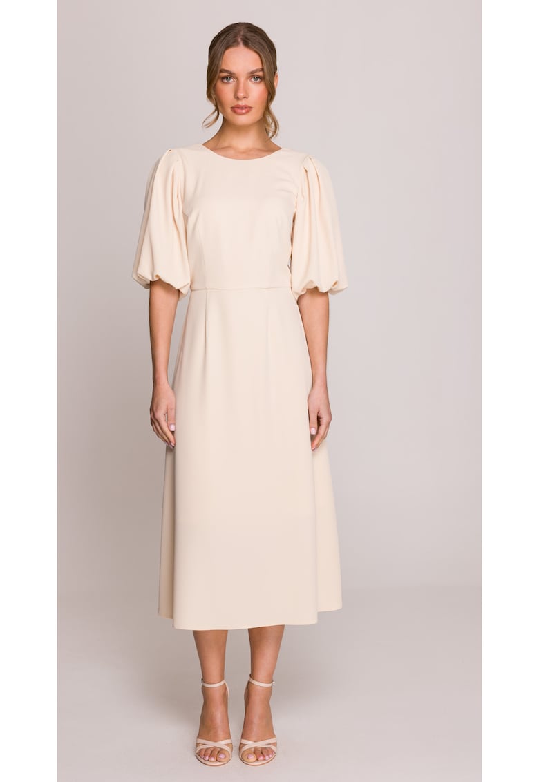 Rochie cu maneci bufante - Alb - Alb