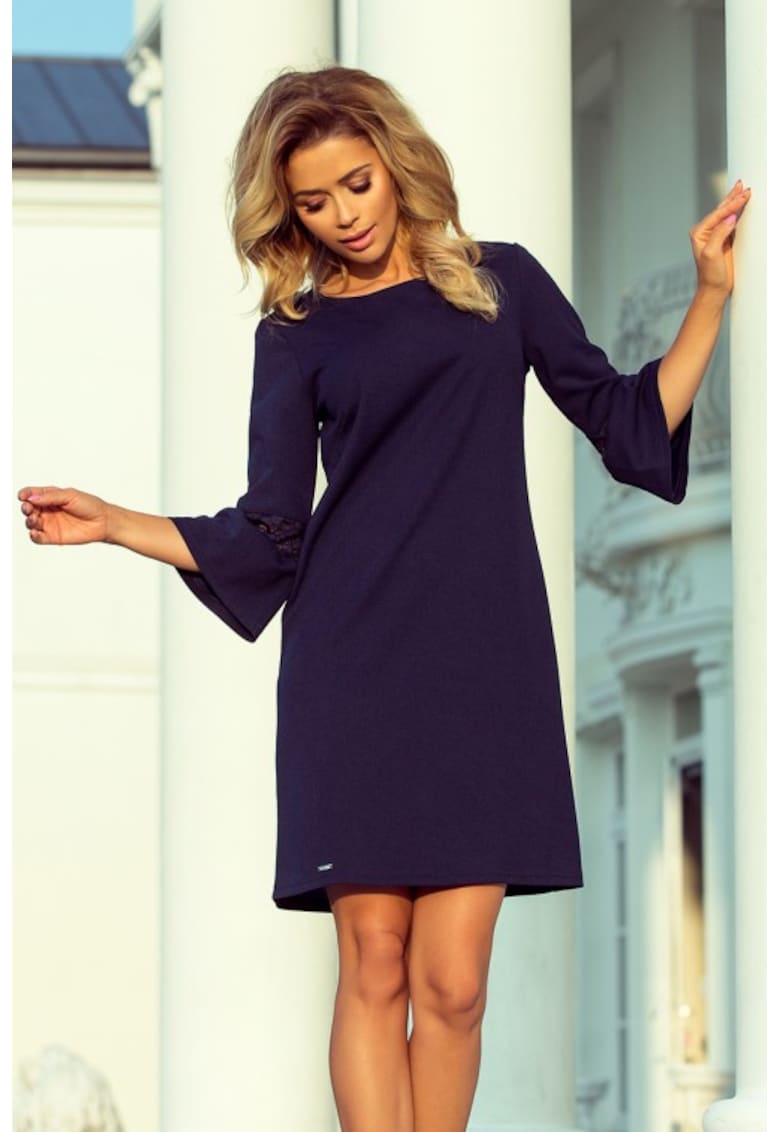 Rochie cu maneci din dantela - - Albastru marin