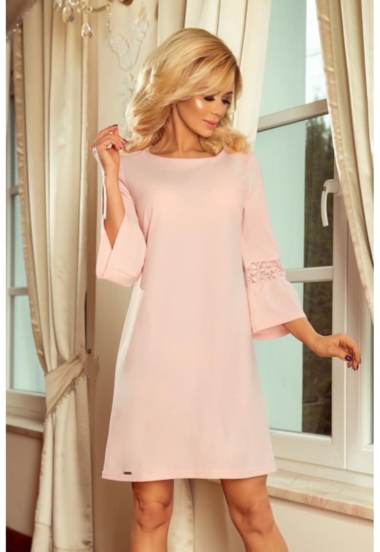 Rochie cu maneci din dantela - - Roz